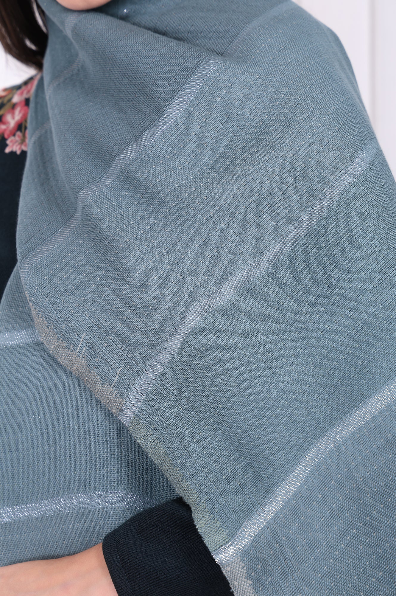 Blue Fringes Acrylic Winter Shawls