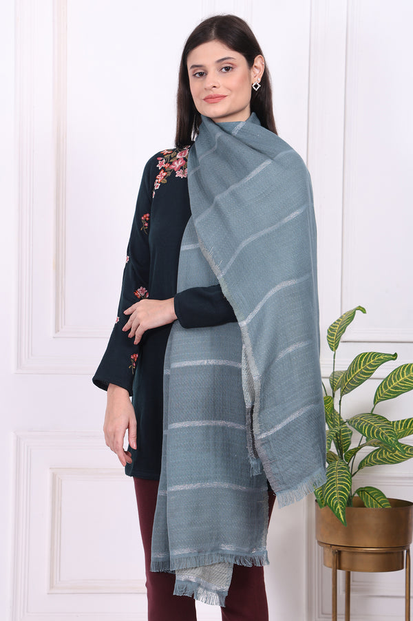 Blue Fringes Acrylic Winter Shawls