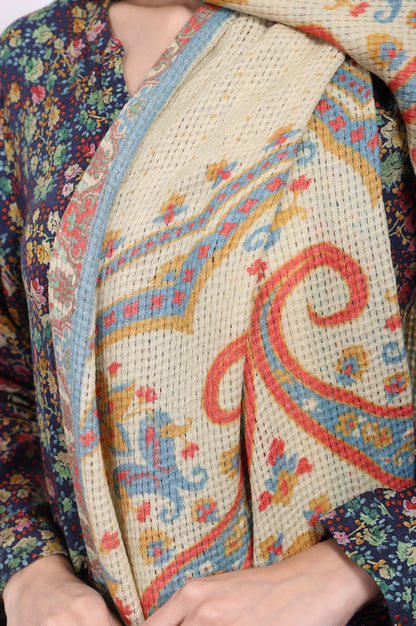 Beige Paisley Wool Stole