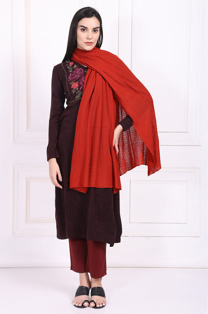 Red Textured Acrylic Winter Stole