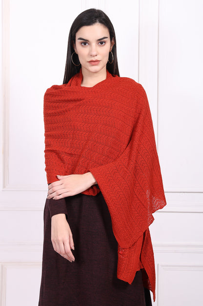 Red Textured Acrylic Winter Stole