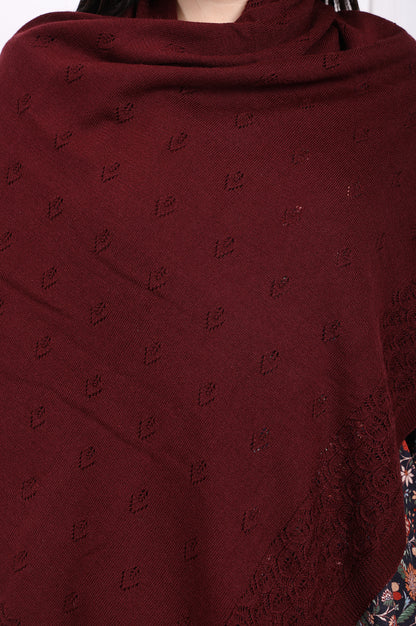 Maroon Textured Acrylic Winter Stole