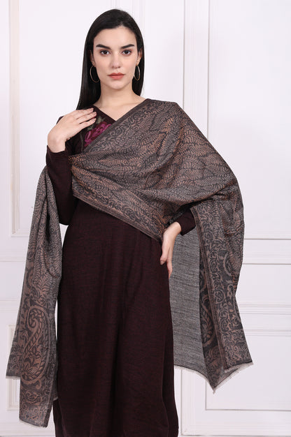 Brown Paisley Wool Shawl