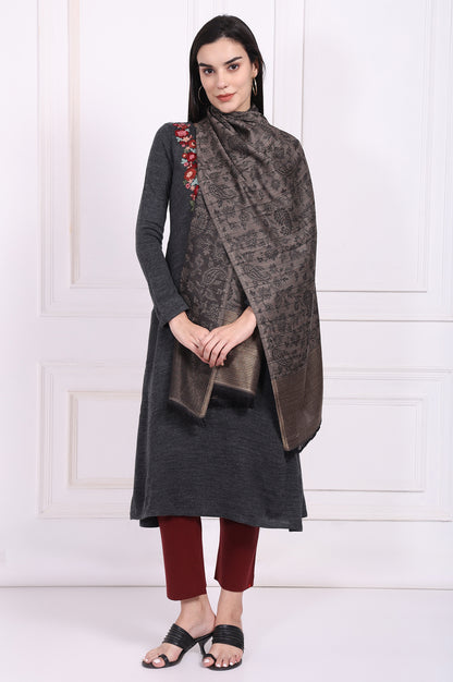 Brown Floral Paisley Cotton Stole