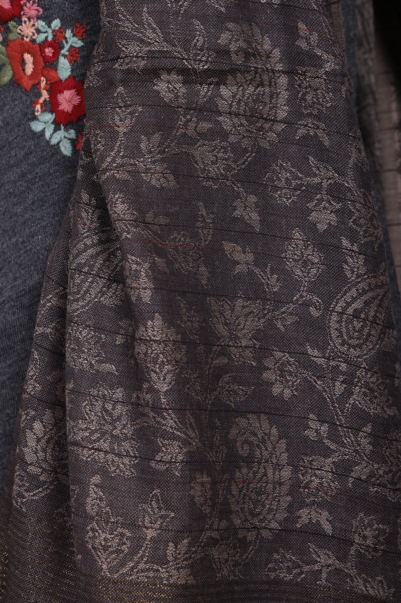 Brown Floral Paisley Cotton Stole