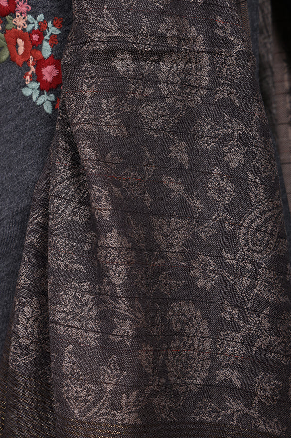 Brown Floral Paisley Cotton Stole