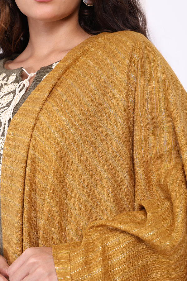 Cream Striped Sequined Shawl Acrylic Stole