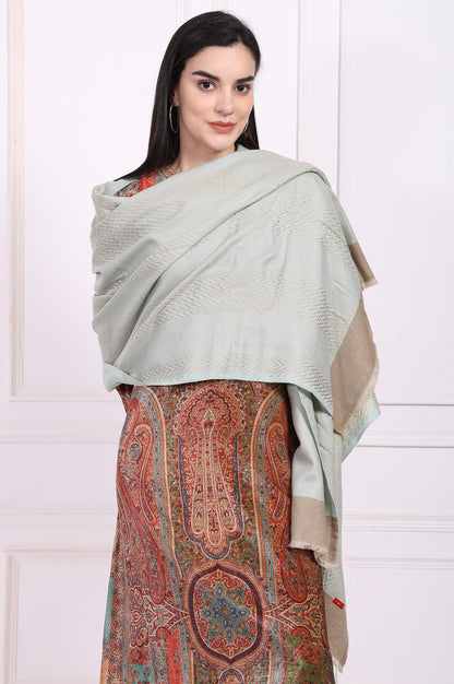 Green Geometric Chevron Acrylic Shawl