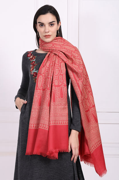 Red Paisley Wool Shawl