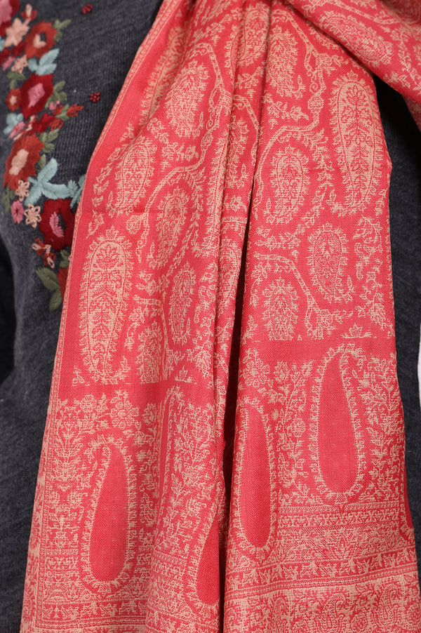 Red Paisley Wool Shawl