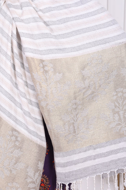 White Fringes Blend Shawls