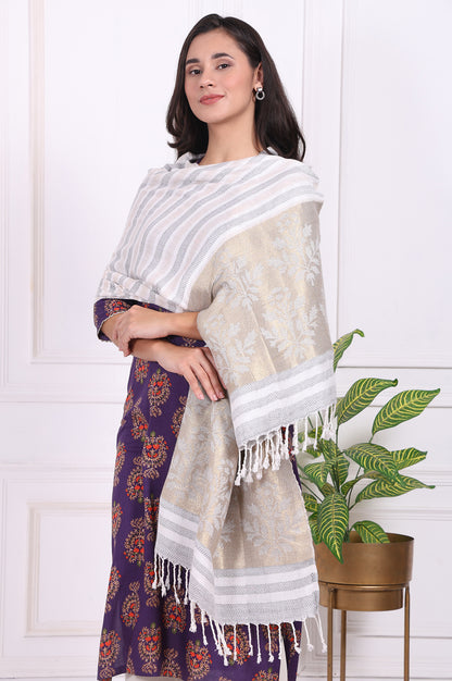 White Fringes Blend Shawls