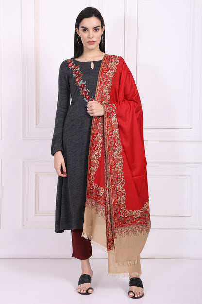 Red Ethnic Motifs Shawl
