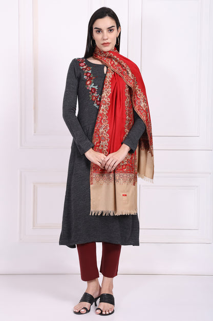 Red Ethnic Motifs Shawl