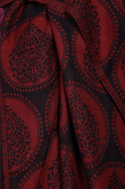 Maroon Ethnic Motifs Cotton Shawl