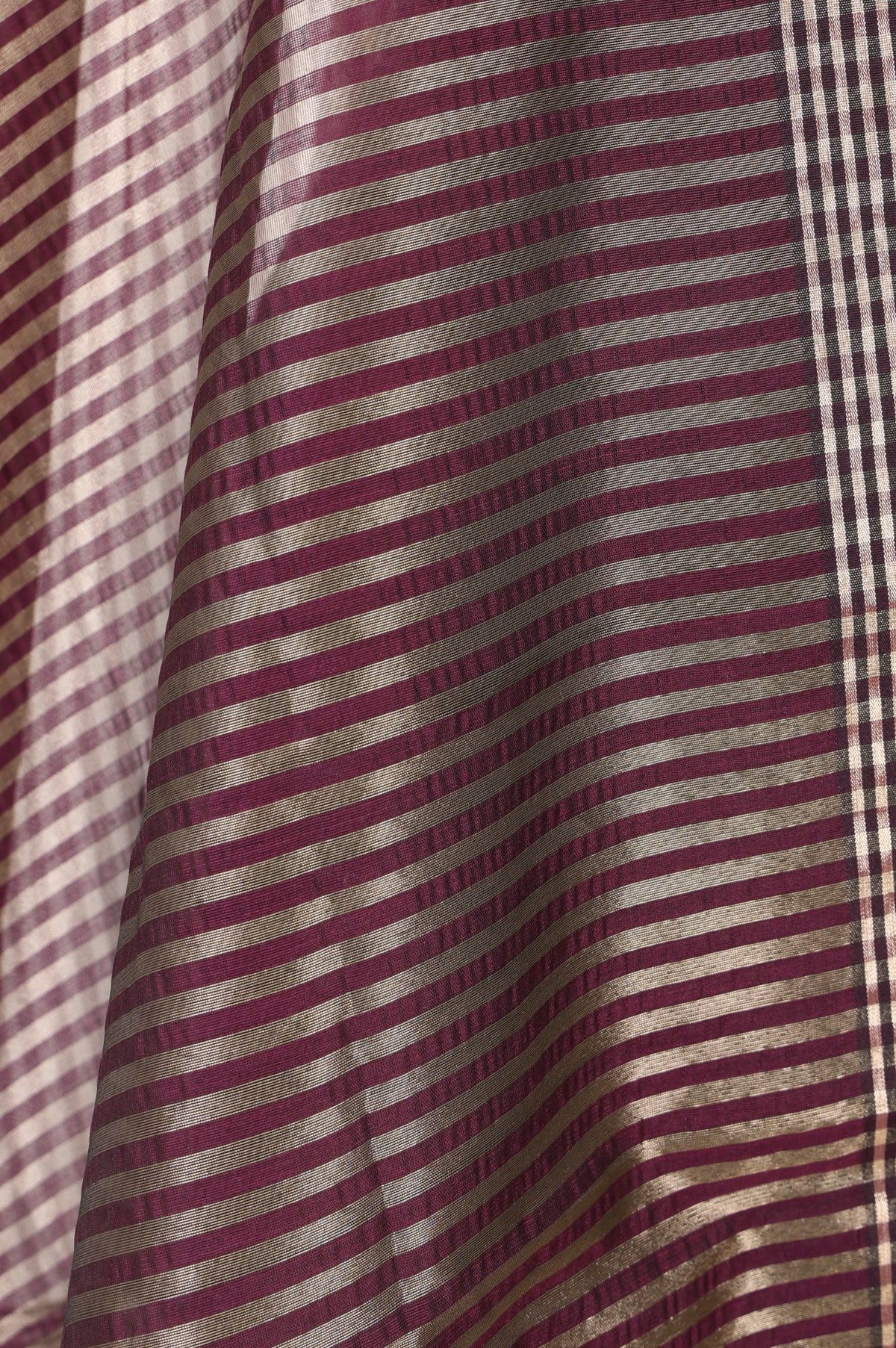 Maroon Yarn Dyed Striped Chanderi Dupatta