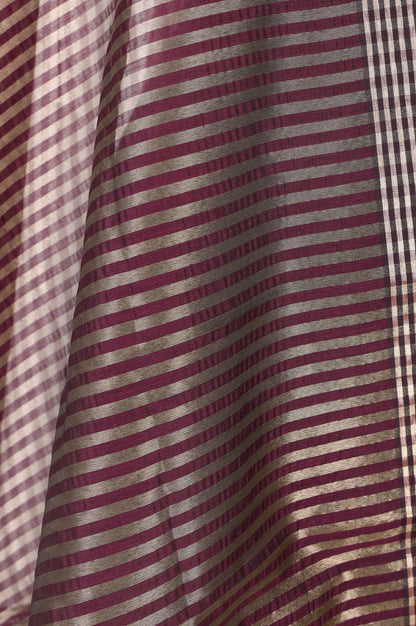 Maroon Yarn Dyed Striped Chanderi Dupatta