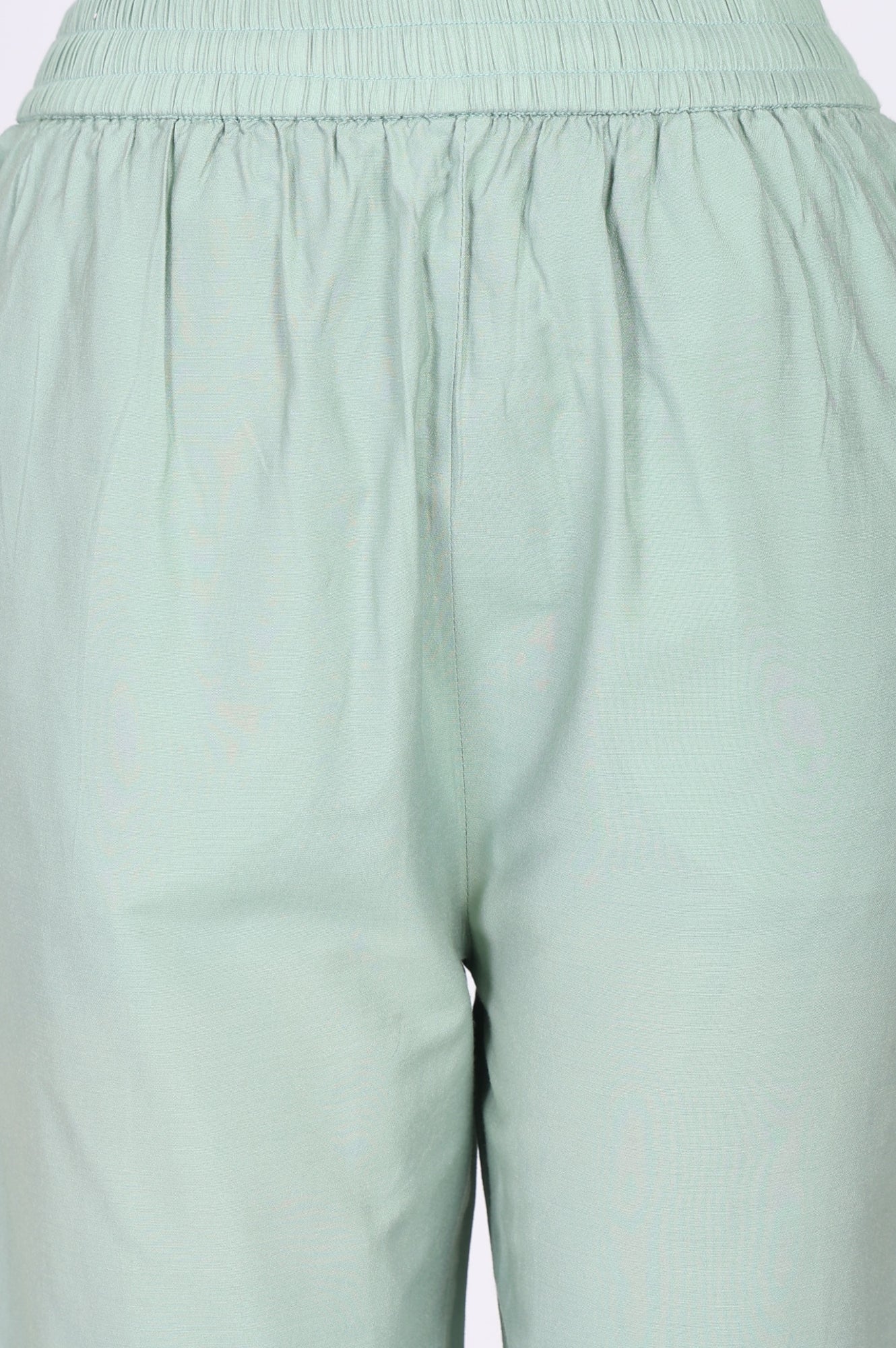 Sea Green Solid Lace Straight Fit Ankle Length Pants