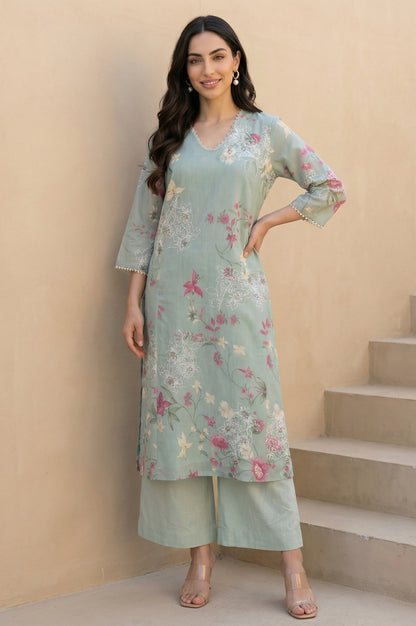 Green Solid Rayon Wide Leg Flared Pants