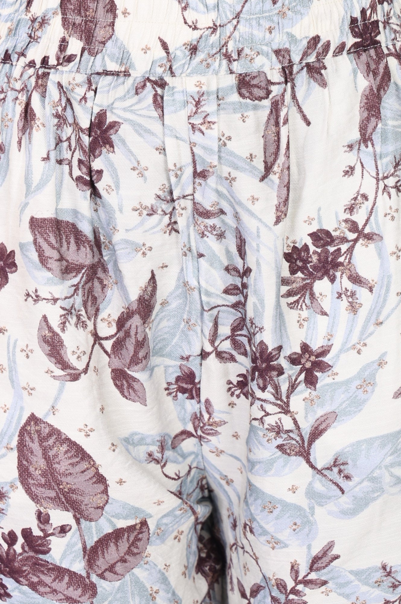 Off White Floral Printed Straight Fit Ankle Length Pants