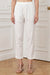 White Pure Cotton Straight Fit Ankle Length Pants