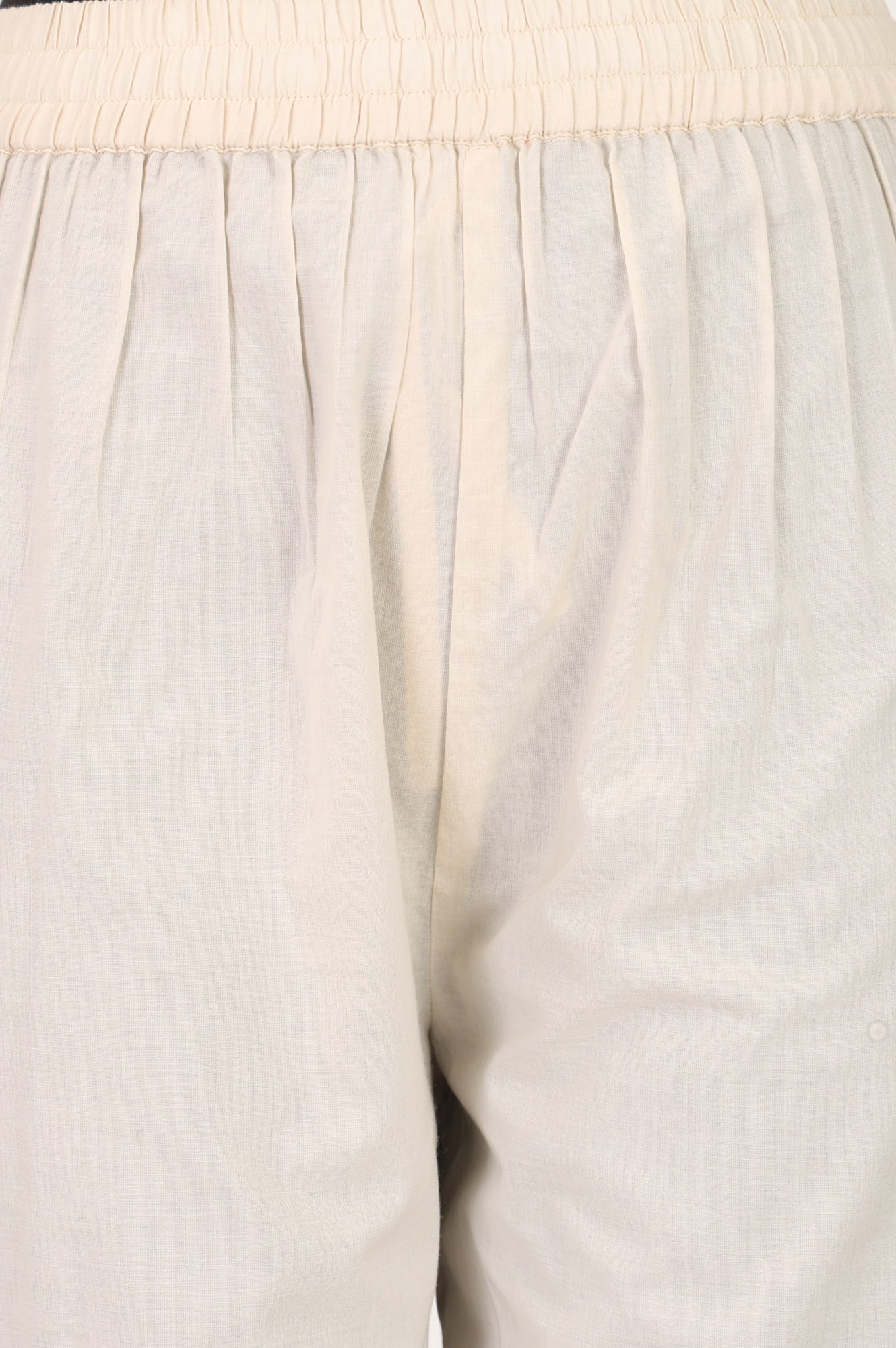 Off-White Pure Cotton Straight Fit Ankle Length Pants