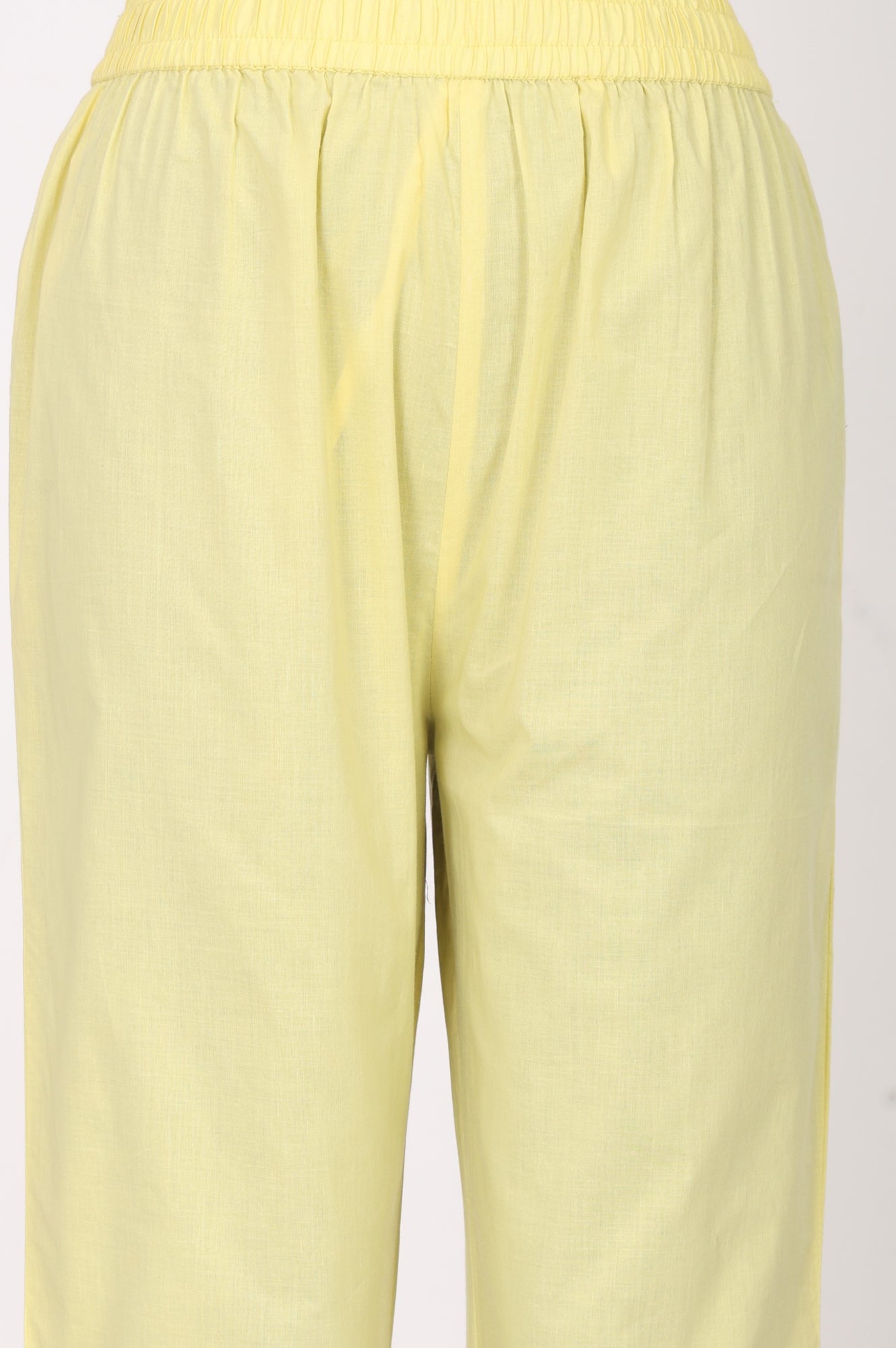 Yellow Pure Cotton Straight Fit Ankle Length Pants