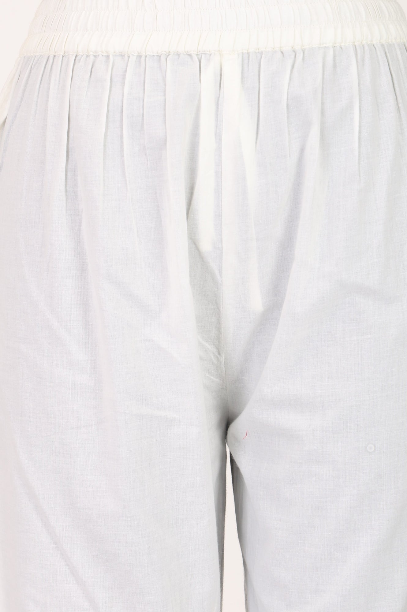 White Pure Cotton Straight Fit Ankle Length Pants
