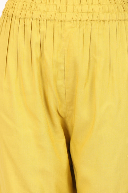 Yellow Straight Fit Ankle Length Pants