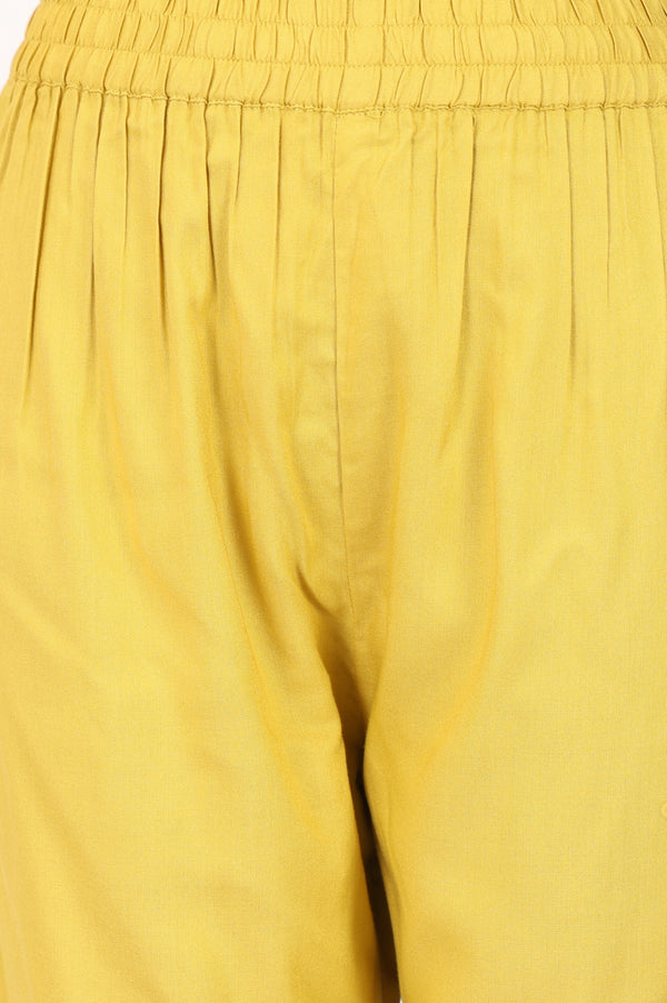 Yellow Straight Fit Ankle Length Pants
