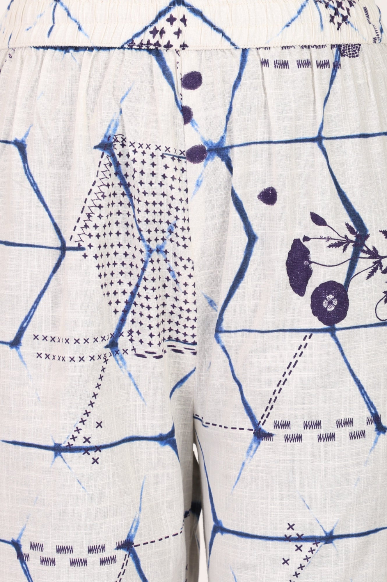 Off White Geometric Printed Pure Cotton Straight Fit Pants