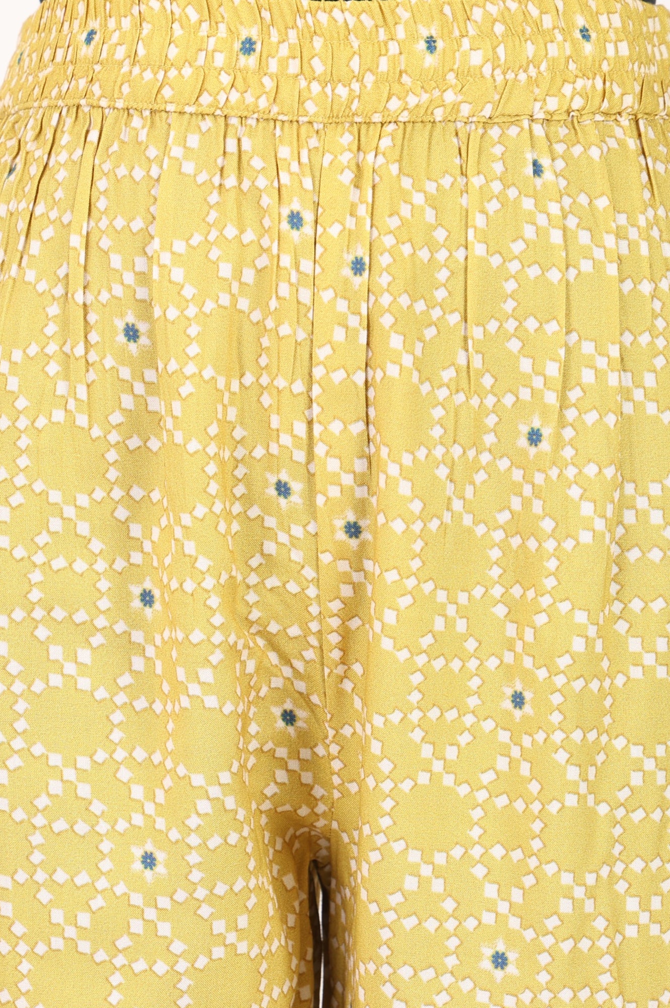 Mustard Geometric Printed Straight Fit Ankle Length Pants