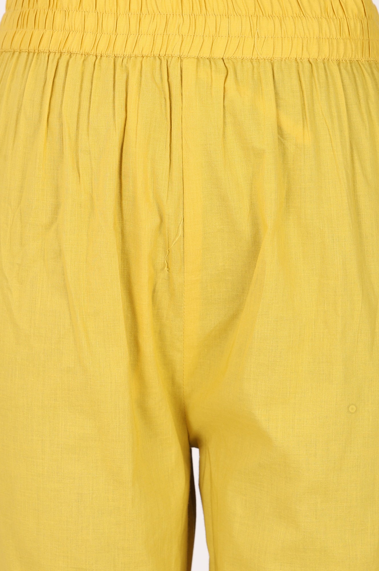 Yellow Solid Pure Cotton Straight Fit Pants