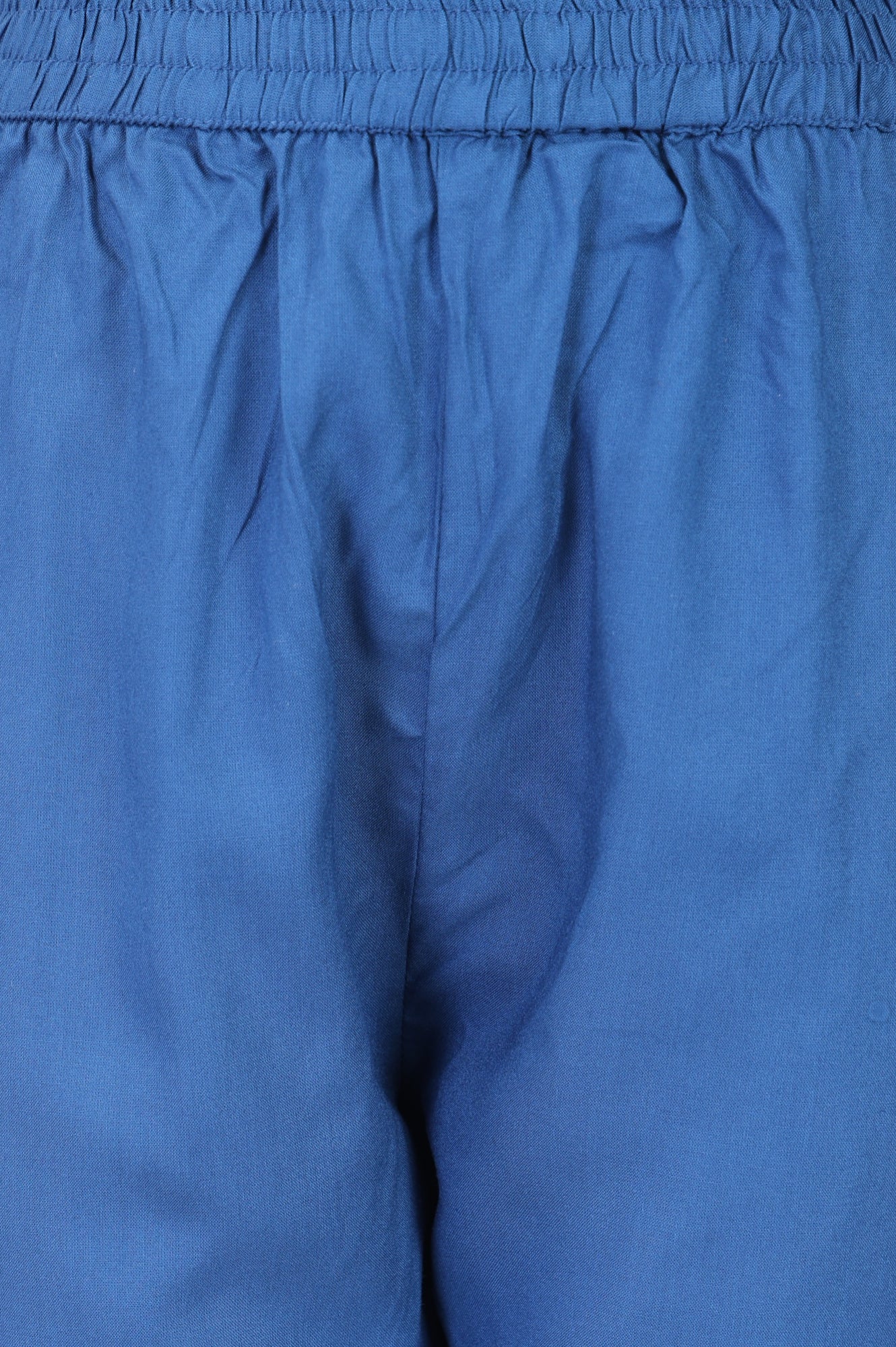 Blue Solid Pure Cotton Straight Fit Pants