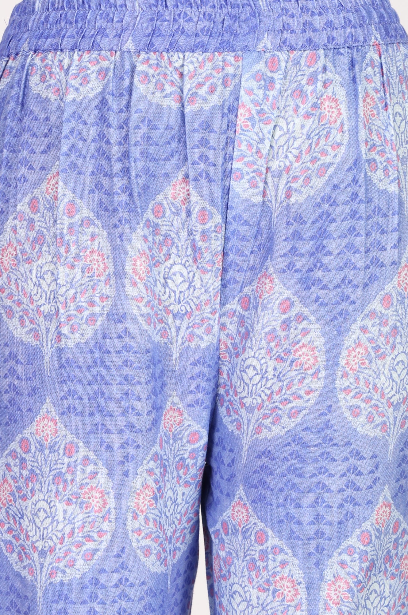 lavender Floral Printed Pure Cotton Straight Fit Pants