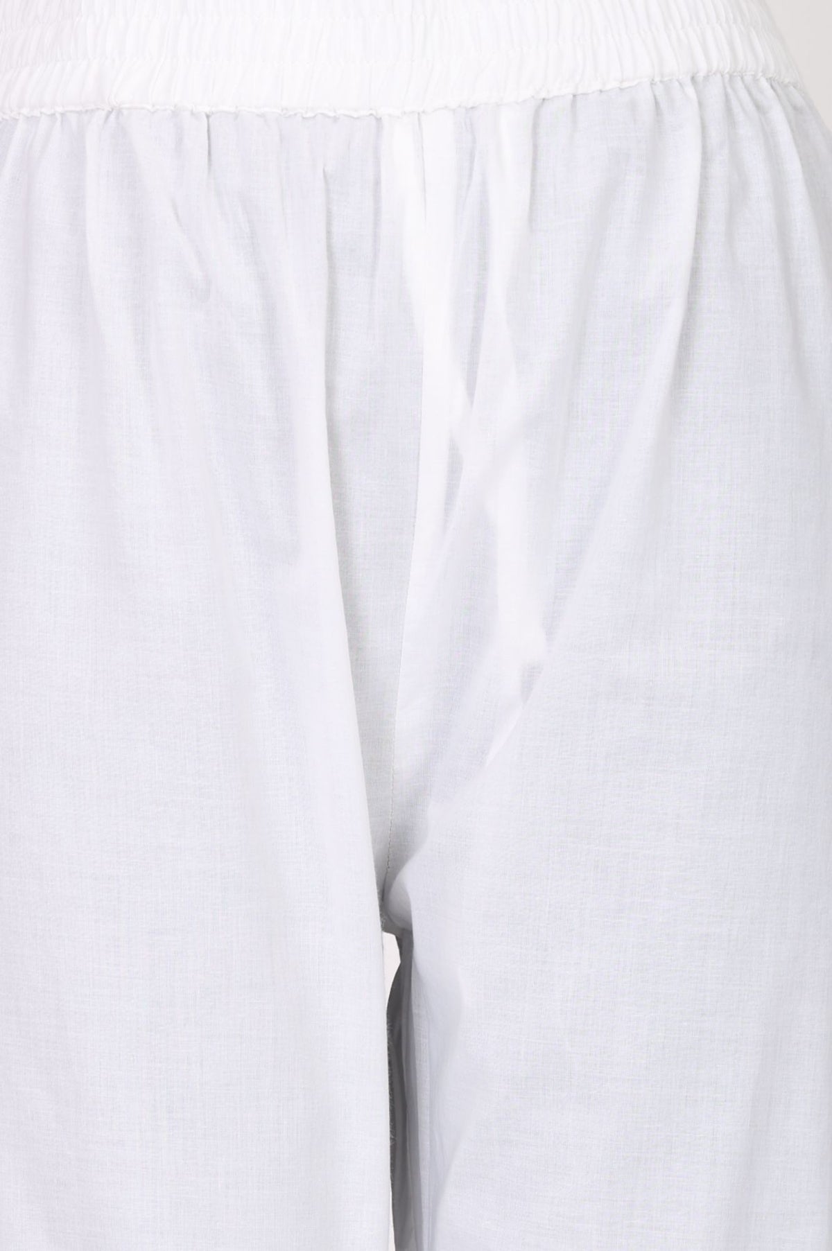 White Solid Buttons Pure Cotton Straight Fit Pants Ankle Length Mid Rise