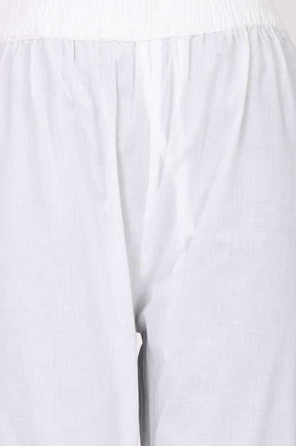 White Solid Buttons Pure Cotton Straight Fit Pants Ankle Length Mid Rise