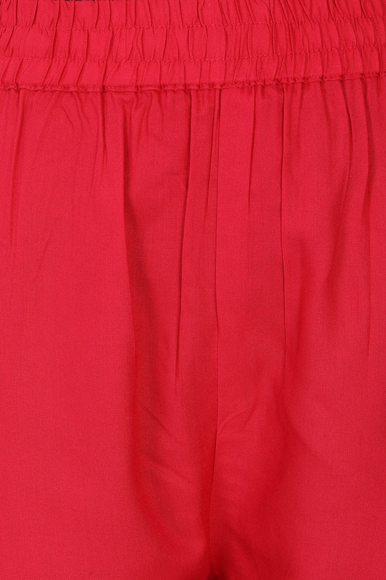 Red Solid Rayon Straight Fit Ankle Length Mid Rise Pants
