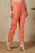 Peach Solid Pure Cotton Ankle Length Straight Pants