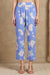 Blue Floral Printed Straight Fit Pants
