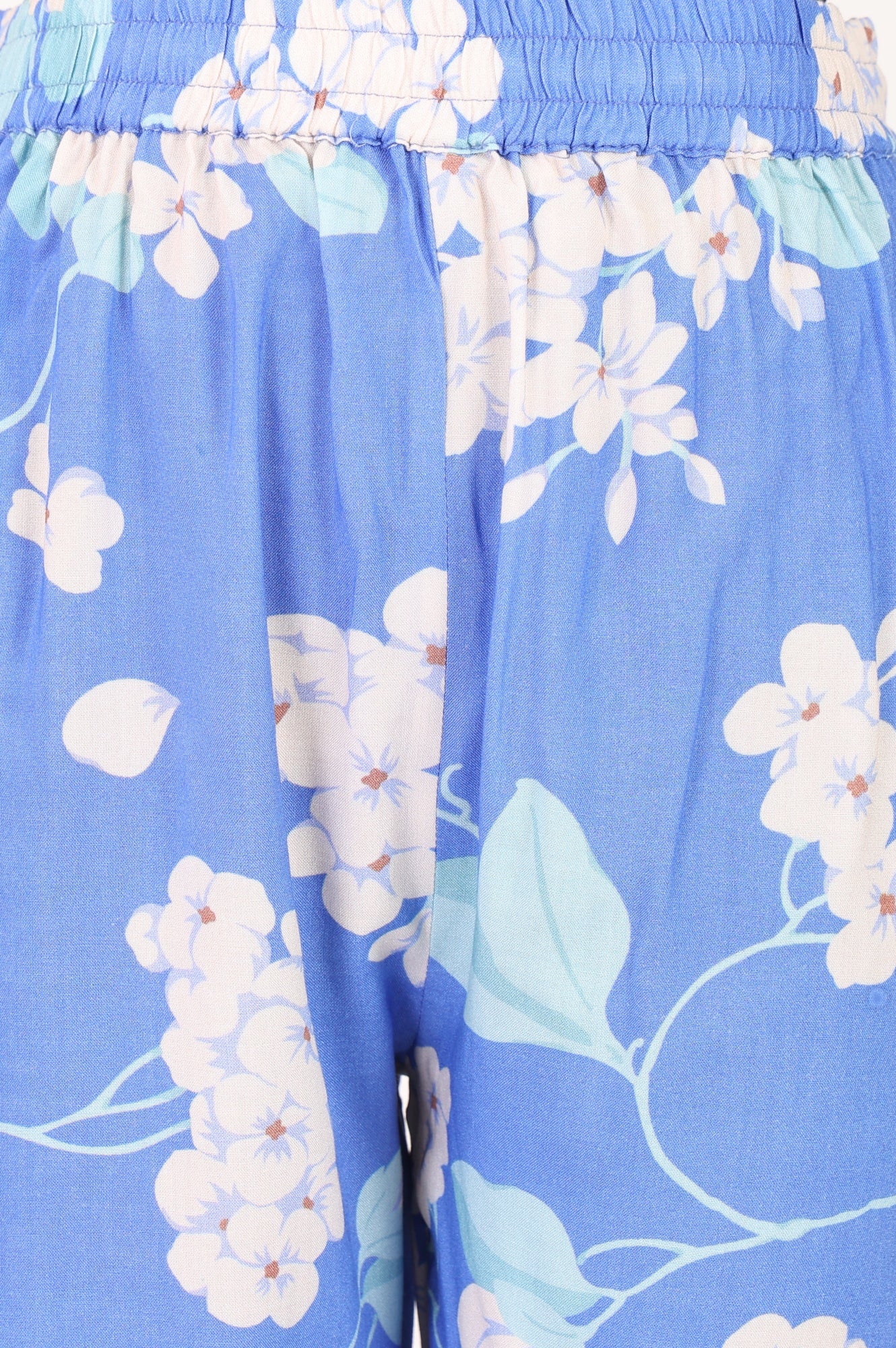 Blue Floral Printed Straight Fit Pants