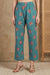 Teal Floral Printed Straight Fit Pants