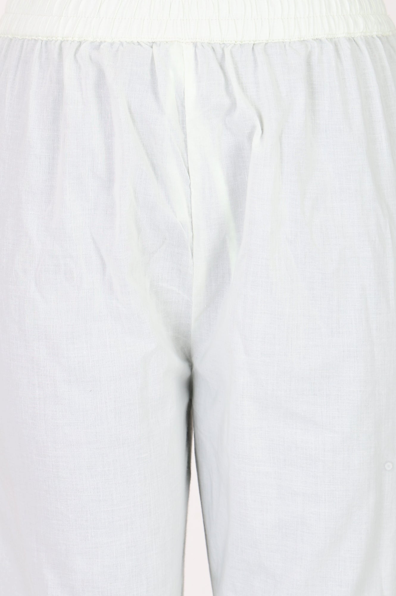 White Solid Pure Cotton Straight Fit Pants