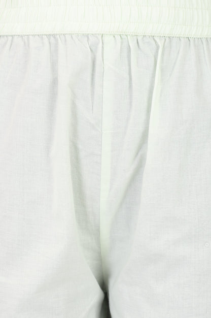 Off White Solid Pure Cotton Straight Fit Pants