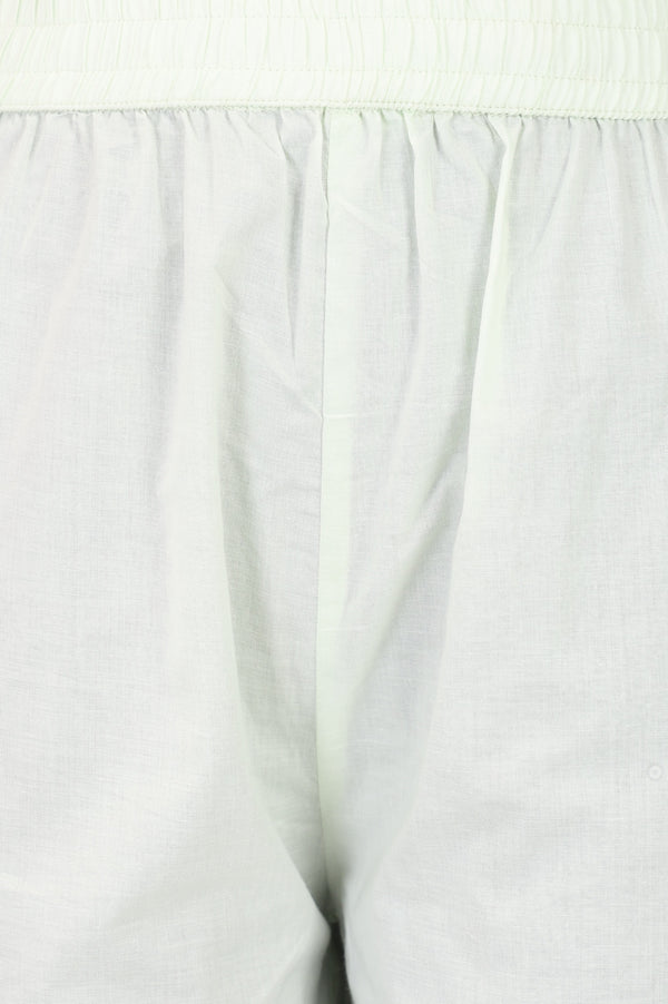 Off White Solid Pure Cotton Straight Fit Pants
