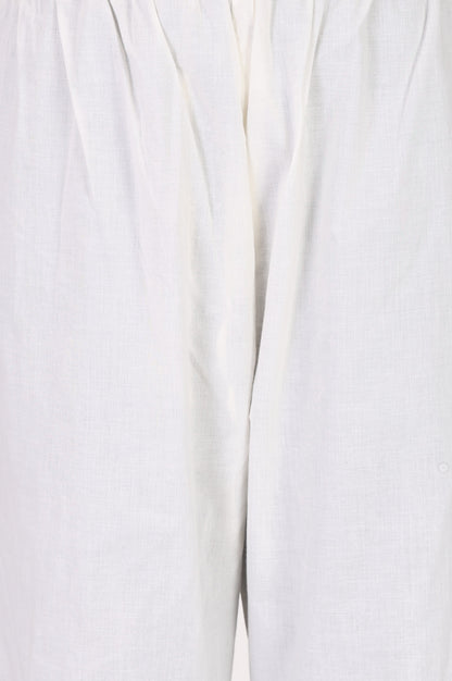 White Solid Pure Cotton Straight Fit Pants