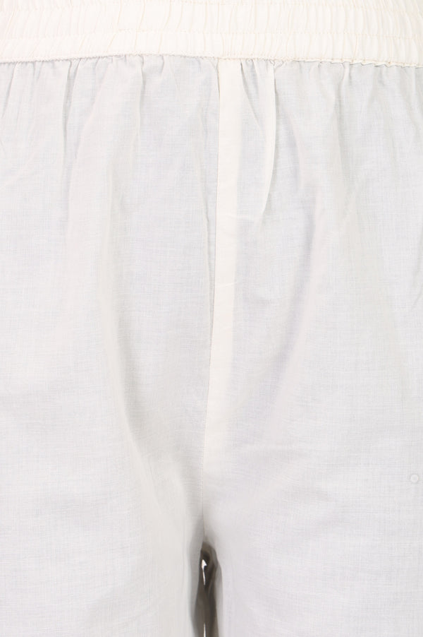 White Solid Pure Cotton Straight Fit Pants