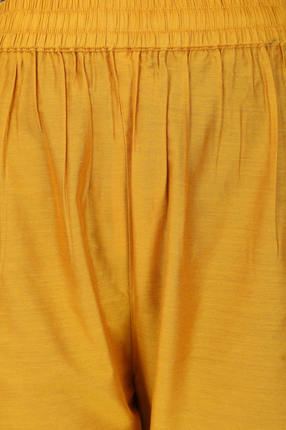 Mustard Thread Embroidered Straight Fit Ankle Length Mid Rise Pants