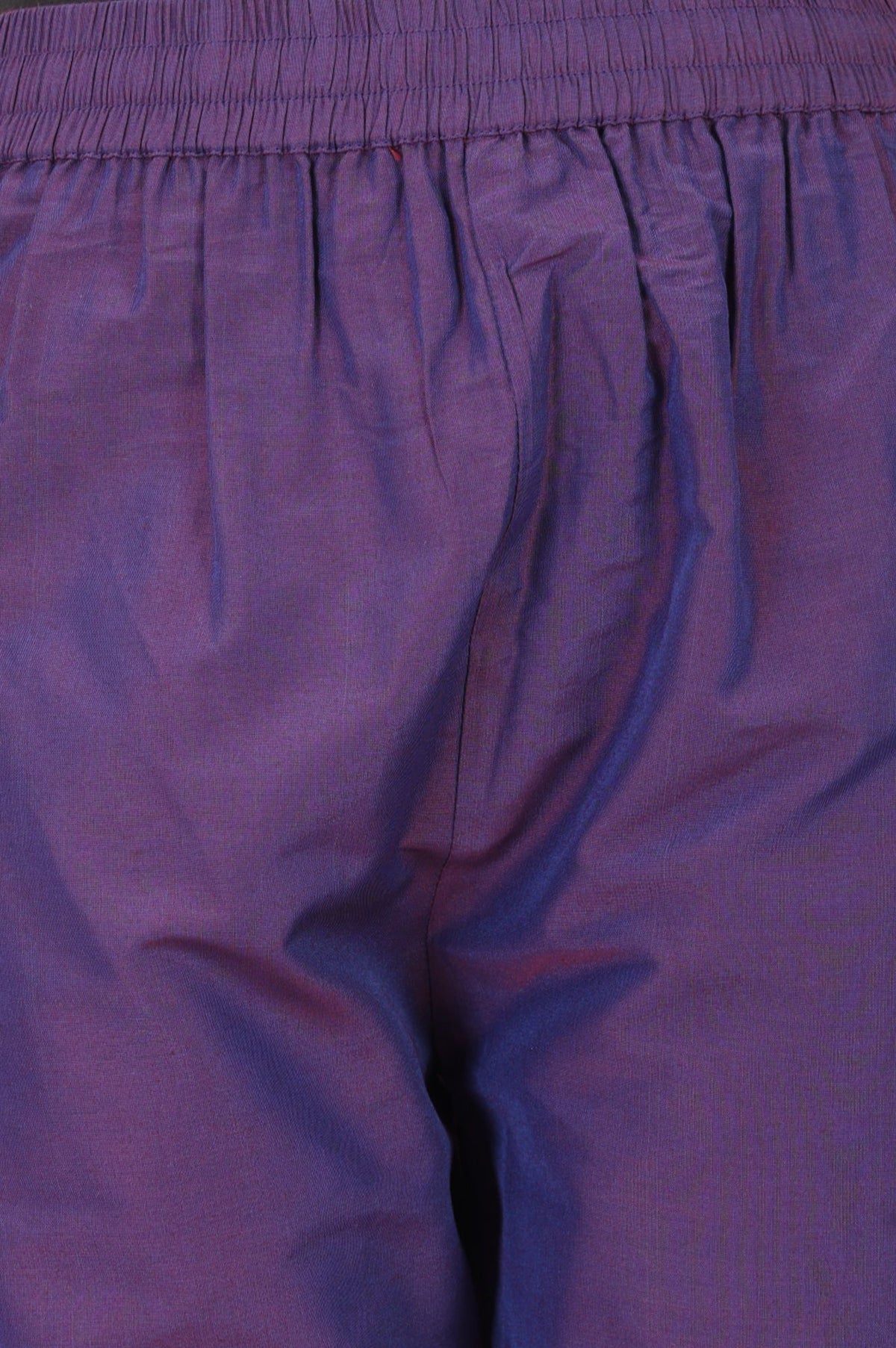 Purple Solid Tape Straight Fit Ankle Length Mid Rise Pants