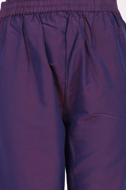 Purple Solid Ps Straight Fit Ankle Length Mid Rise Pants